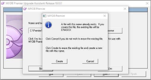 myob upgrade assistant existing file