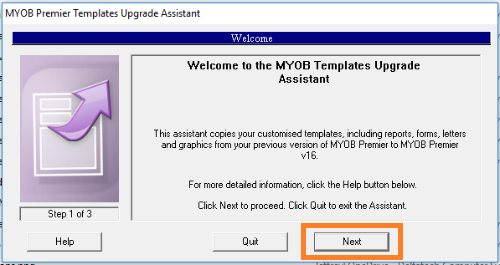 myob templates upgrade assistant