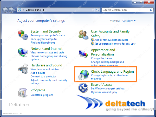 Control panel Windows 7