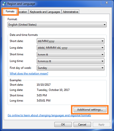 windows 7 regional settings windows 7 regional settings