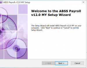 ABSS Payroll installation step 1